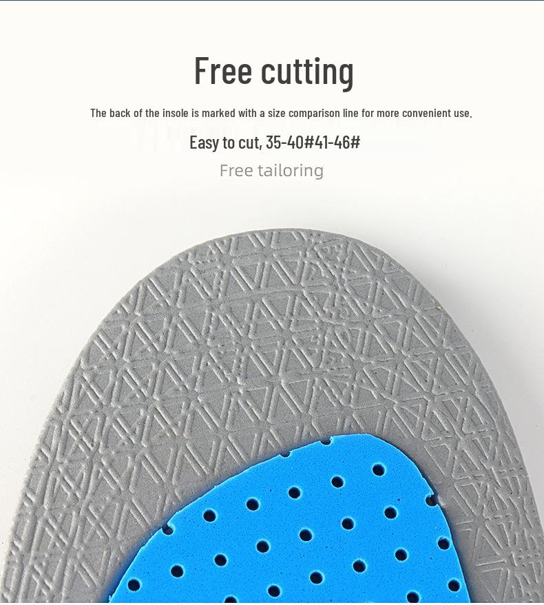 Silicone Heel Shock-Absorbing Breathable Sports Insole with Cuttable Forefoot Latex EVA for Summer Running