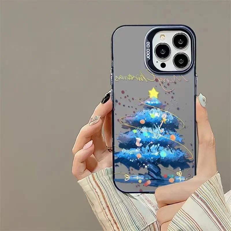 New Christmas Tree New Year Gift Phone Case For iPhone 15 14 11 12 13 Pro Max X XS XR 8 7 14 Plus Lens Protection Plating Cover