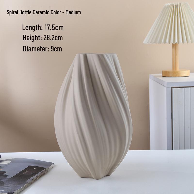 Modern Round Ceramic Vase - Creative Living Room Ornament for Dried Flowers