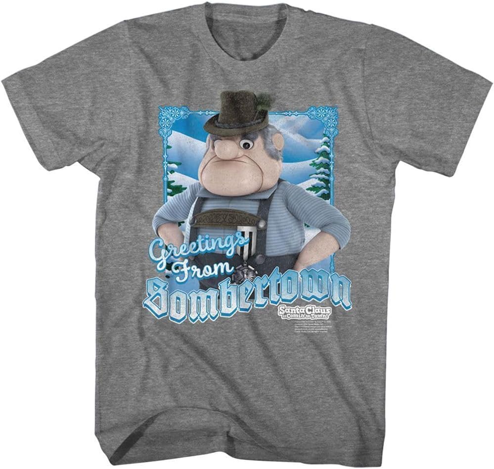 Santa Claus is Coming to Town Greetings from Sombertown TV Shirt XL серый