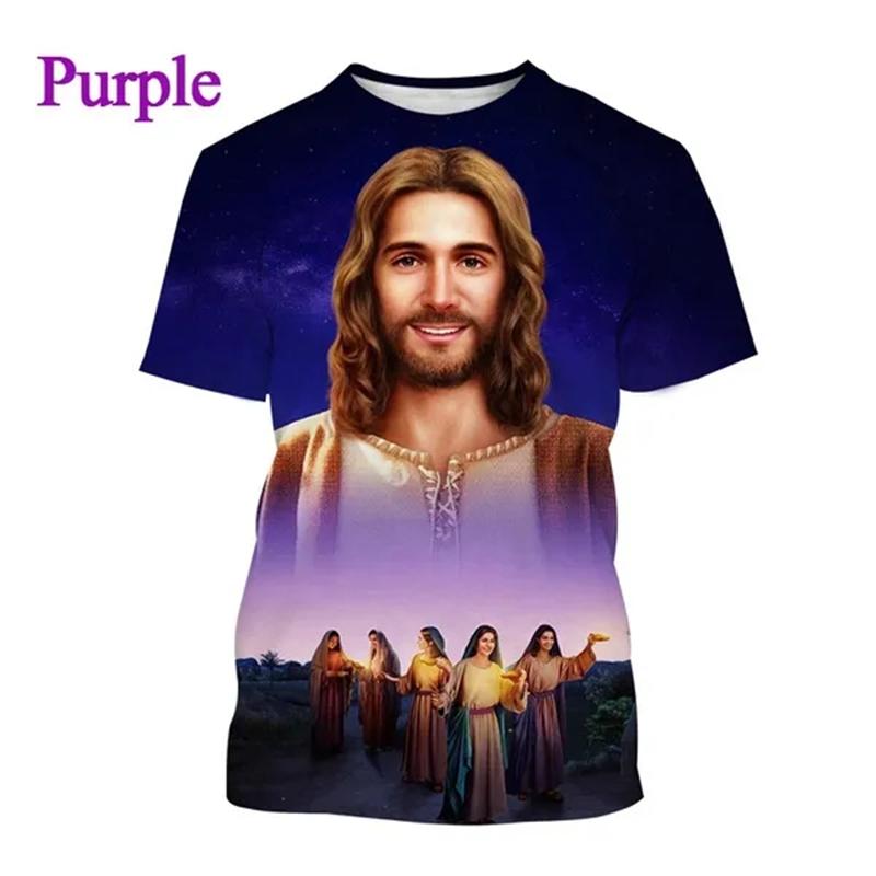 T-shirt Stampa 3D Amore di Gesù per Ogni Cristiano Moda Estiva Modello Gesù Uomo Donna Calda Manica Corta T-shirt Casual Ropa Hombre