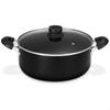 Panela de 28cm com Tampa de Vidro Diamantada Fácil de Preto com Duas Alças, Compatível com Gás/IH, Tampa, Revestimento, Durável, Antiaderente, Limpa, DCS-P28