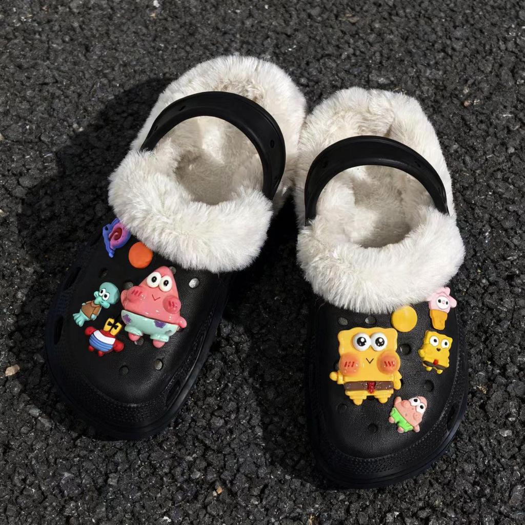 2025 Winter Plus Velvet Cotton Slippers, Outdoor Closed-Toe, 5cm Height Boost