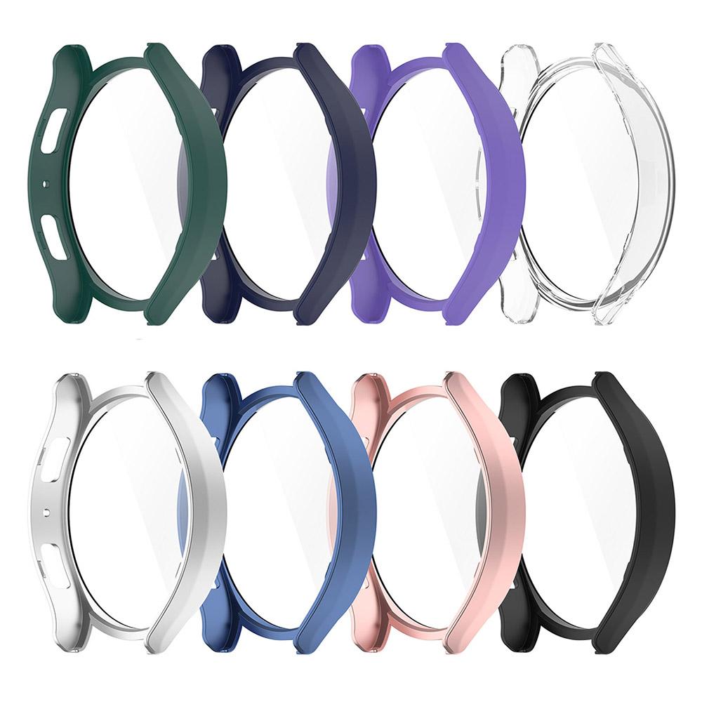 PC+härdat glas skyddsfodral för Samsung Galaxy Watch 6 40mm 44mm helskärmsskydd skalskydd