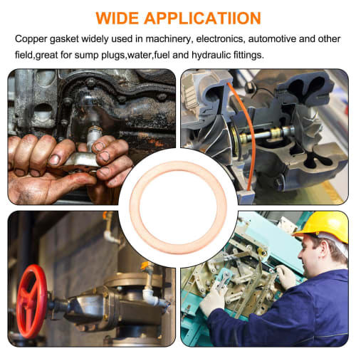 uxcell 12pcs Copper Washers, 28 x 36 x 1.5mm, Copper Rings, Sealing Gaskets, Heat and Oil Resistant, for Hydraulic Fittings, Sump Plugs