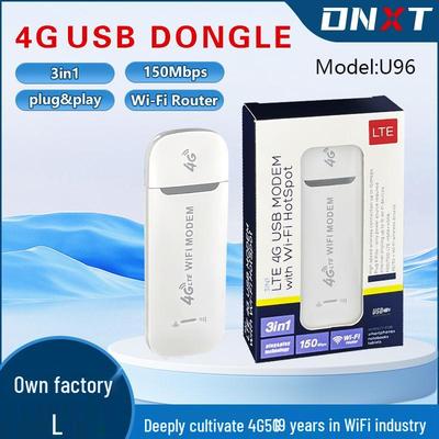 4G LTE Wireless Internet USB Dongle with SIM Card and Wi-Fi, 150Mbps Portable Modem