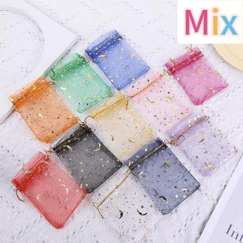 Moon Star Organza Gift Bag 7x9 9x12 10x15 13x18cm Multicolor Gifts Pouches for Christmas Wedding Party Candy Bag Jewelry Packing