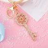 Keychain Pendant 3D Retro Key Shape Sparkling Rhinestones Inlaid Key Chain with Lobster Clasp Key Ring Bags Accessories