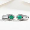 Copper Vintage Brushed Drop Earrings with Green Oval CZ & Paved Clear CZ Accents
