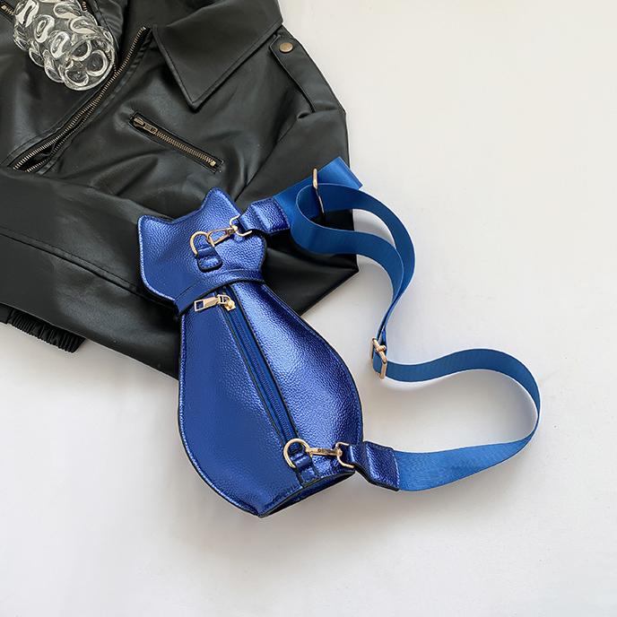 Cute Cartoon Women's Bag New Fashion Contrasting Color Splicing Messenger Bag Colored Cat Casual Shoulder Bag Breast Bag Women