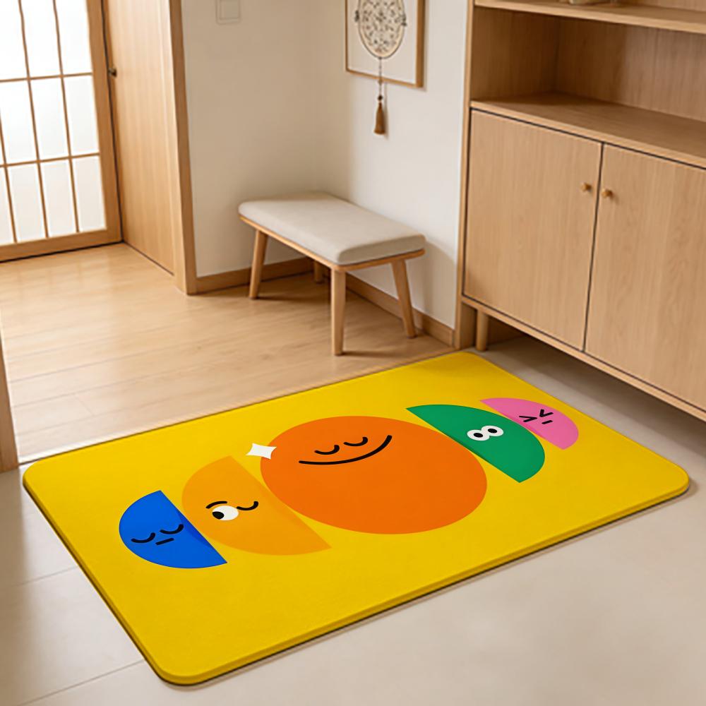 Cartoon Style C-Cute Symbol Floor Mat Absorbent Floor Mat Non-Slip Entrance Rug for Bathrooms Restrooms and Toilets
