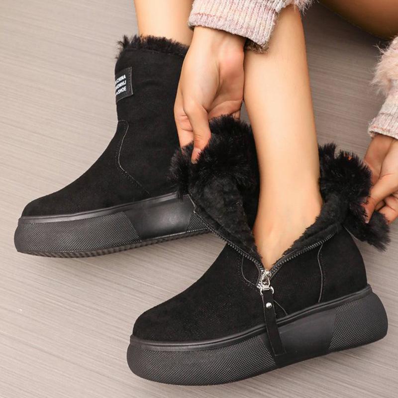 Fashion Winter Fashion Patchwork Snow Boots Women Non Slip Platform Snow Boots for Woman Faux Suede Short Plush Warm Booties Lady