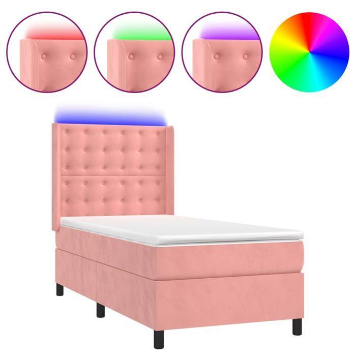 Maison Exclusive - Sommier à lattes de lit matelas et LED Rose 90x190 cm Velours