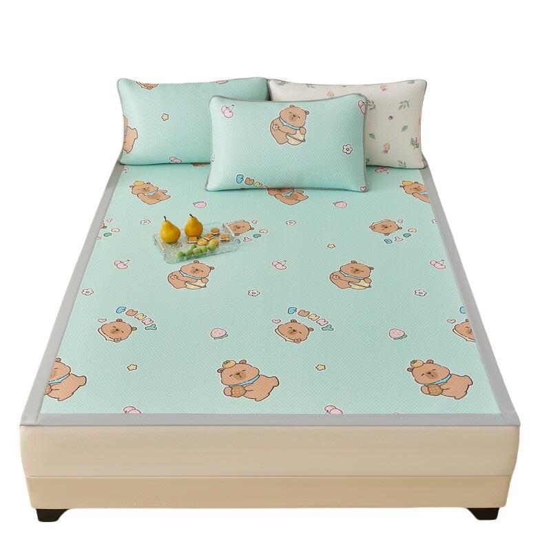 Ice Silk Cool Mat Set - Washable, Soft Three-Piece for Single Dorm Bed, 2026 Design.