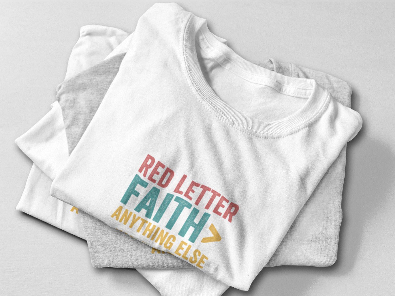 Red Letter Faith Shirt Distressed Christian Quote Colorful Bible Verse Tee XXXL