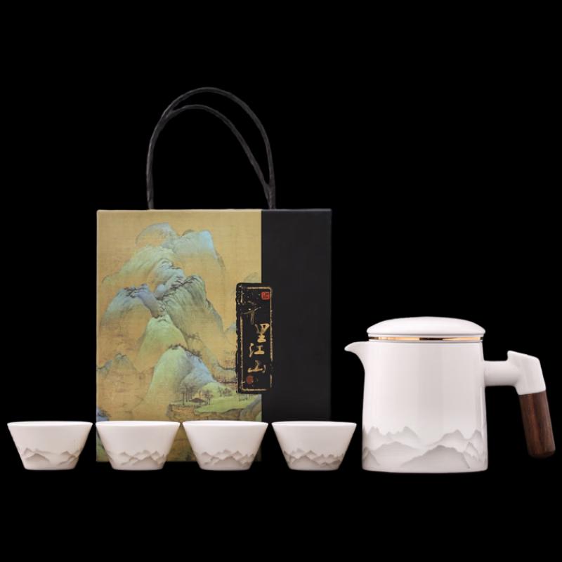 Shangqi Plain White Portable Tea Set