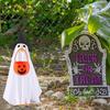Ghost Goose Outfit Halloween Porch Goose Clothes with Witch Hat And Pumpkin Bucket for 23" Goose Statue Outdoor Patio Yard Lawn Decoration