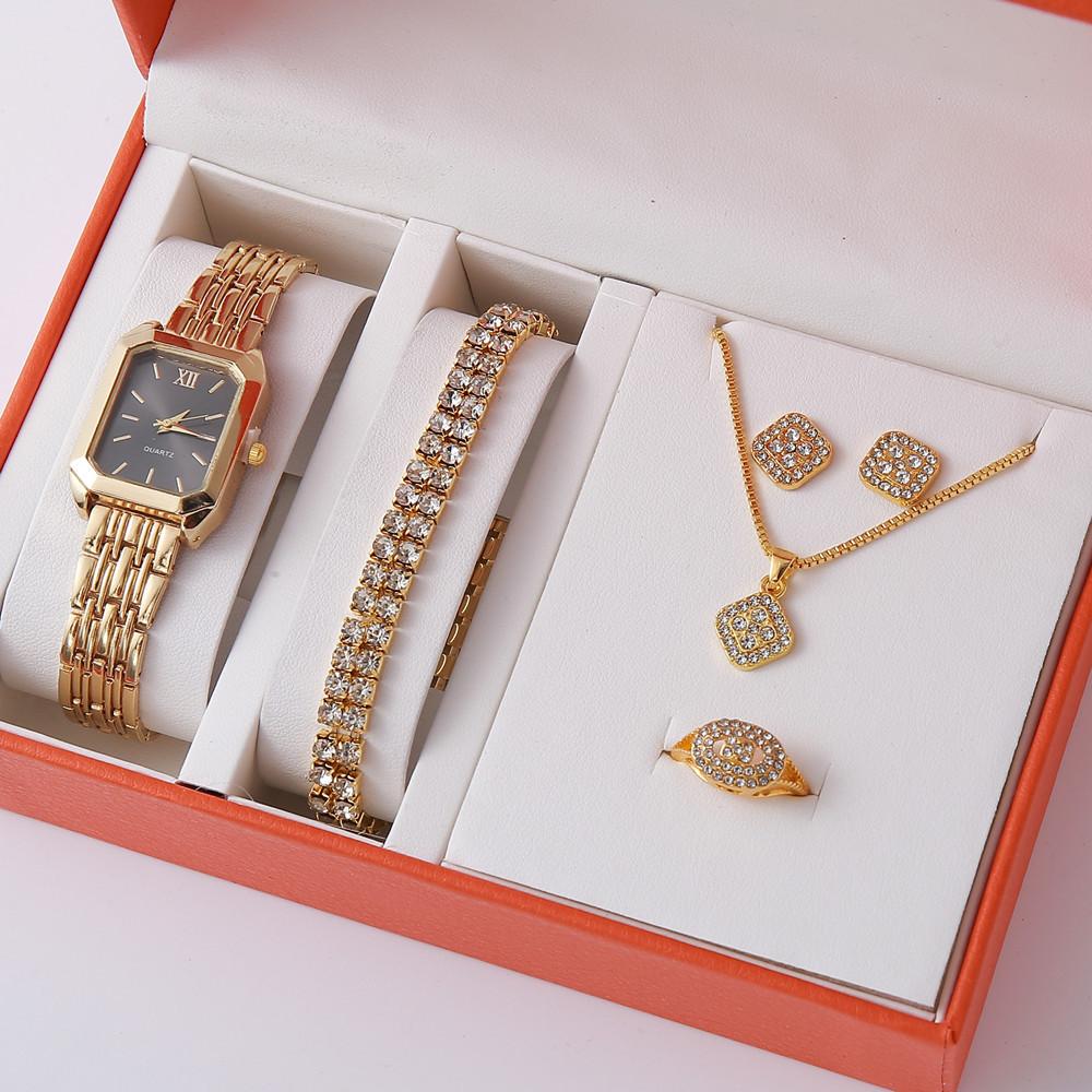 Minimalist and Niche Big Brand Fashionable Women's Watch Jewelry Set Quartz Gold Bracelet Watch