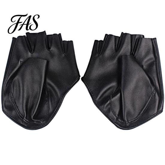 Lady Fashion Faux Leather Half Finger Gloves Driving Pole Dancing Show