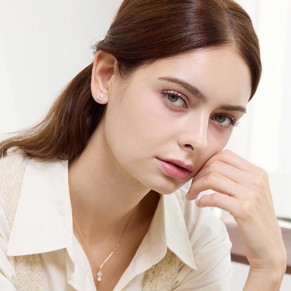 [LsSHOP] 14K Double Clover Earrings (Gold Plated)_LJ5004BRE