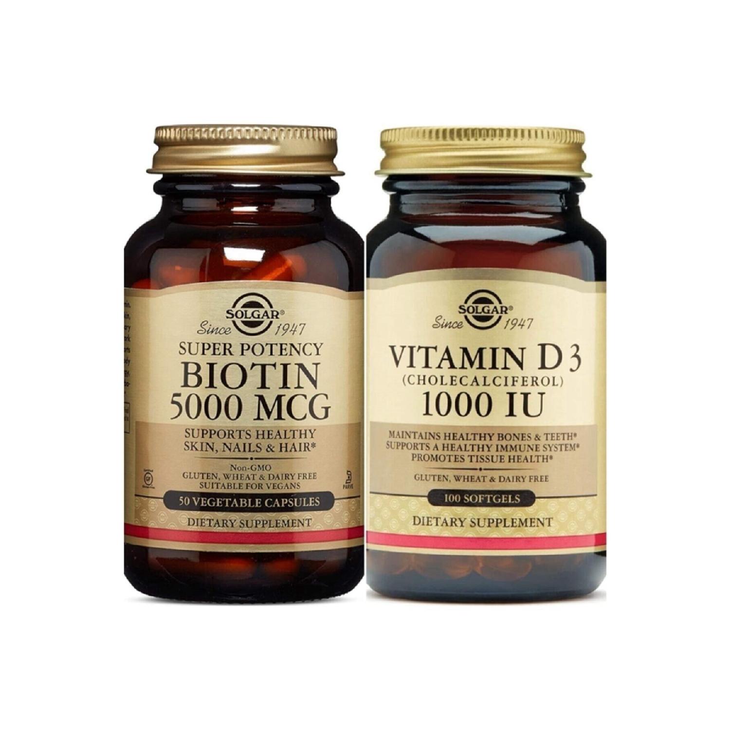 

Biotin 5000 Mcg 50 Capsules Vitamin D3 1000 Iu 100 Tablets
