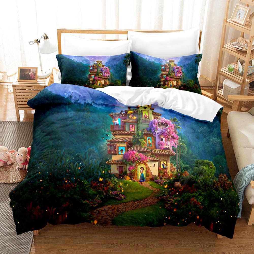 Magical Anime Girl Printed Bedding Set,1 Duvet Cover and 1/2*Pillowcase 2pcs, Without Core, Suitable for Bedrooms or Guest Rooms