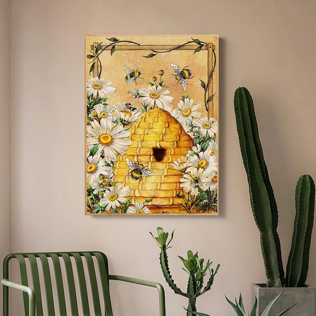 5D Gör-det-själv-diamantmålning Dold bi Hem Korsstygn Set Full Diamantbroderi Mosaikkonst Bild av Rhinestones Dekor Present