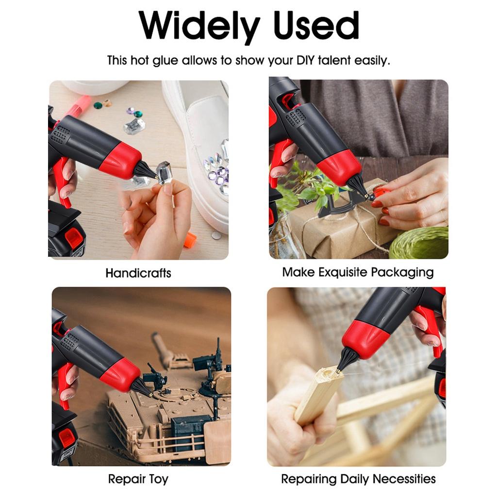 1000W 21V Cordless Hot Melt Glue Gun Rechargeable Li-ion Battery Copper Nozzle DIY Repair Tool