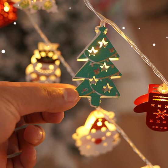 Christmas Fairy String Lights 10/20/40/80 LED Xmas Warm White Light with Santa Claus Tree Snowman Candy Cane Stockings for Indoor Home Party Decor