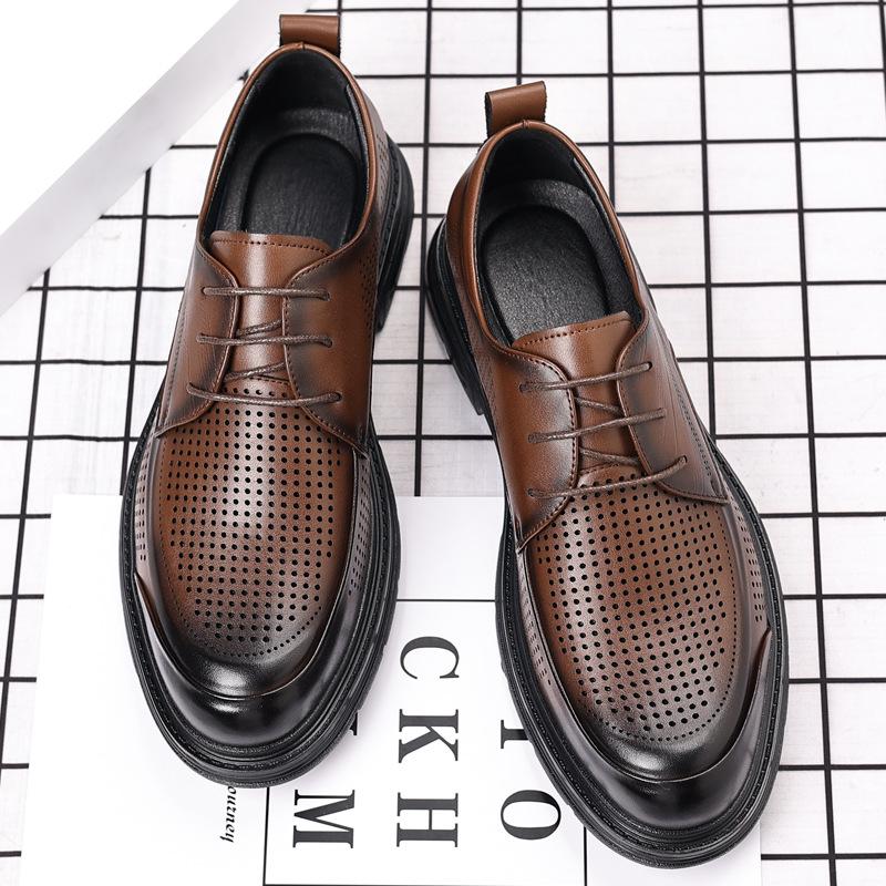 Men's shoes summer men's leather shoes formal men's shoes hollow breathable cool leather shoes trend hole shoes 2025