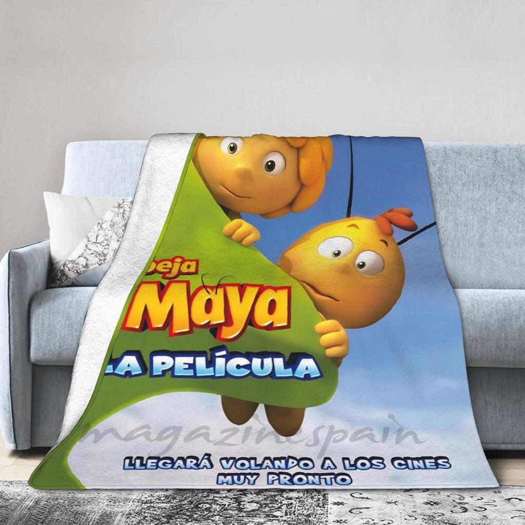 Maya l'Ape con Fiori Coperta Cartone Animato Calda Accogliente Soffice Plaid per Letto 50x60 Pollici Multitaglia Plaid per Letti