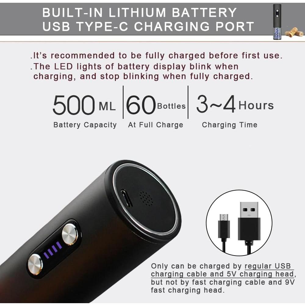 Electric Wine Bottle Opener, Automatic Electronic Bottle Opener, with Book Gift Box