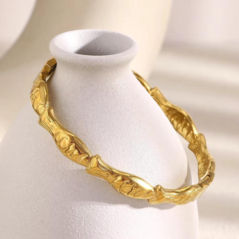 Koi Fish Bracelet Lucky Goldfish Design Stainless Steel 18K Gold Plated Handmade Hip Hop Jewelry Niche