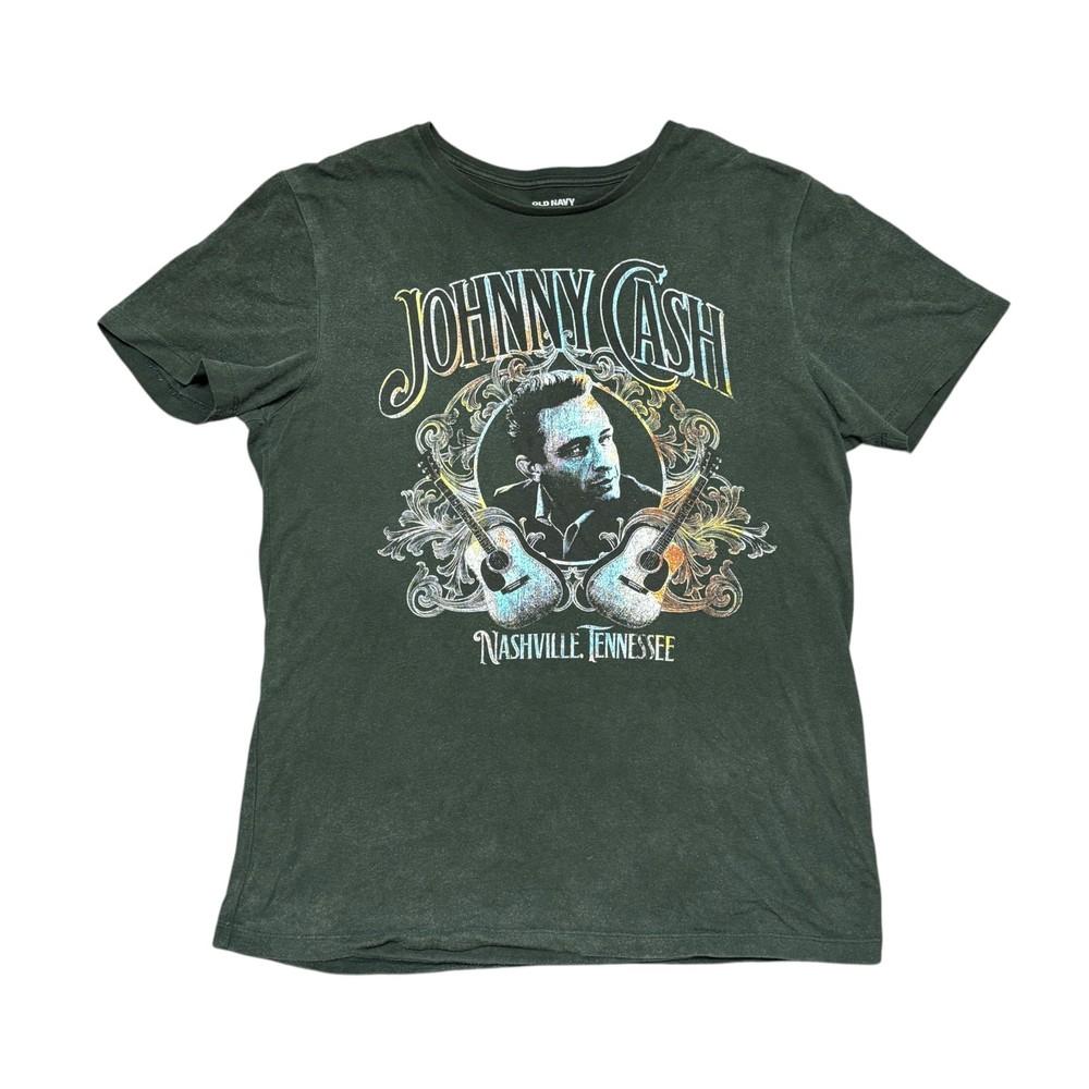 

Johnny Cash Shirt Green Country Music Concert Rock Band Tee Bob Dylan Neil Young Unisex T-Shirt L