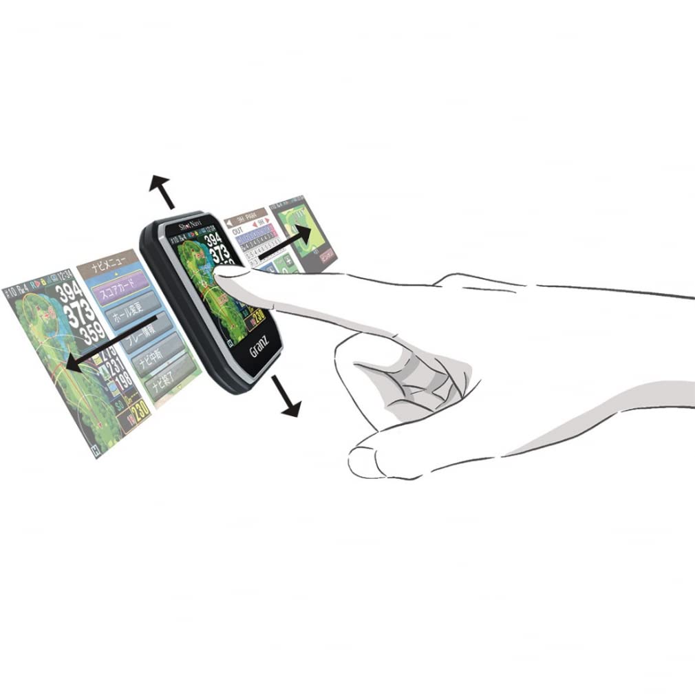 Shot Navi Granz BK Golf GPS Touch Panel Big Letters Ultra Lightweight 54g Made In Japan Equipped with the Latest GPS Chip Compatible with Michibiki