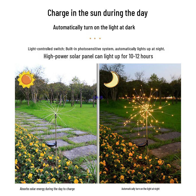 Solar Dandelion Firework Lights - Outdoor Waterproof Garden Landscape Decor for Courtyard and Lawn