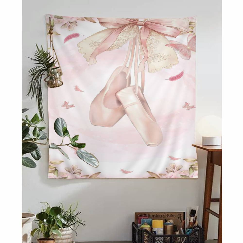 Pink Ballerina Girl Butterfly Anime Tapestry Hanging Tarot Hippie Wall Rugs Dorm Home Decor