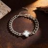 European & American Classic Four-Leaf Clover Shell Bracelet - Trendy Women's Hip Hop Thick Chain Bangle