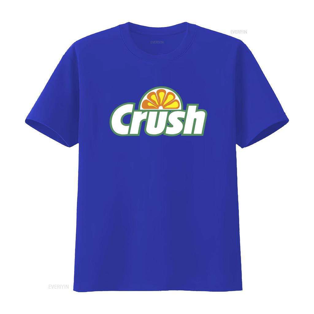 Retro Style Orange Crush Logo T Shirt for Men and Women vintage Washed homme Slightly fashion Stretched Versatile Unisex