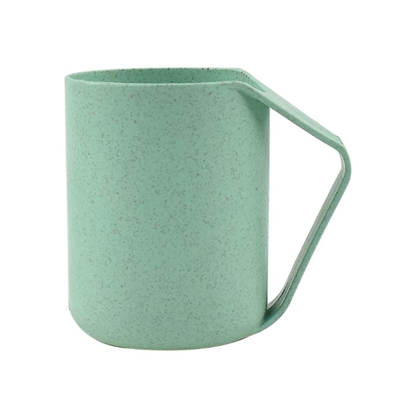 F63A Wheat Straw Plastic Coffee Cups Mug with Handles Dishwasher Microwave Safe Unbreakable Lightweight Eco-friendly BPA
