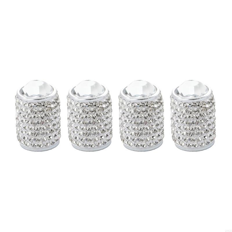 4pcs Stylish Tire Valves Caps with Rhinestones Twinkle Tire Valves Caps General