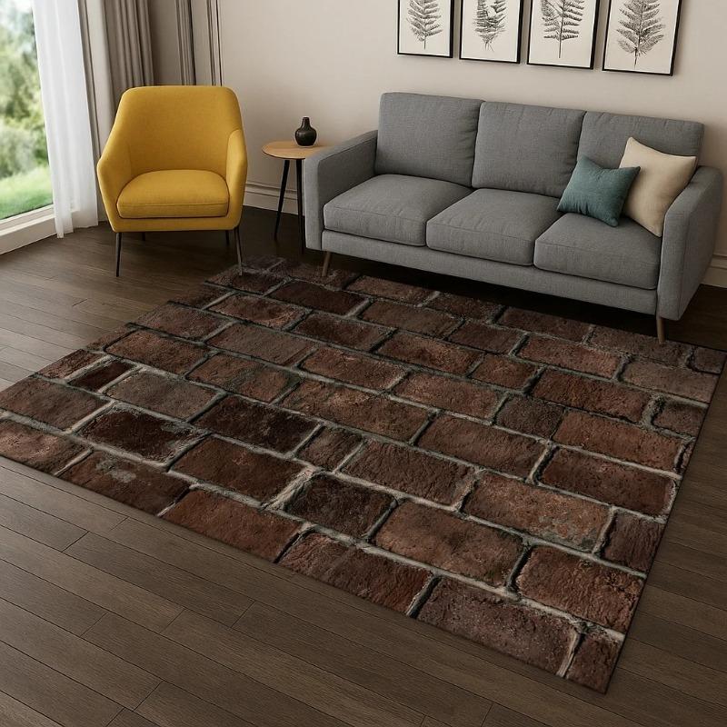 3D Brick Stone Building Carpet Wall Originality Printed Rug for Living Room Home Bedroom Doormat Decor Anti-slip Large Size Rug