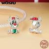 WOSTU 925 Prata Esterlina Elk Charms Natal Veado Contas Fit Original Pulseiras Mulheres DIY Jóias