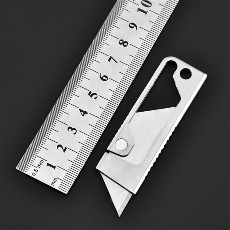 Portable Stainless Steel Mini Pocket Knife Unpacking Push Utility Cutter Outdoor Survival EDC Keychain Men Gift Durable Mulitool