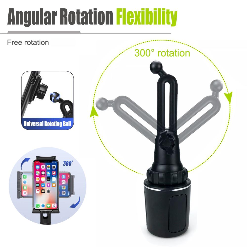Car Cup Holder Cellphone Mount Stand 360° Rotation Mobile Phone Cradle Compatible For IPhone Android Phone