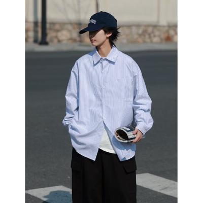 2024 Letter Long Sleeved Shirt Japanese Hong Kong Style Ins Loose Shirt Men'S Summer Trend Versatile Casual Jacket