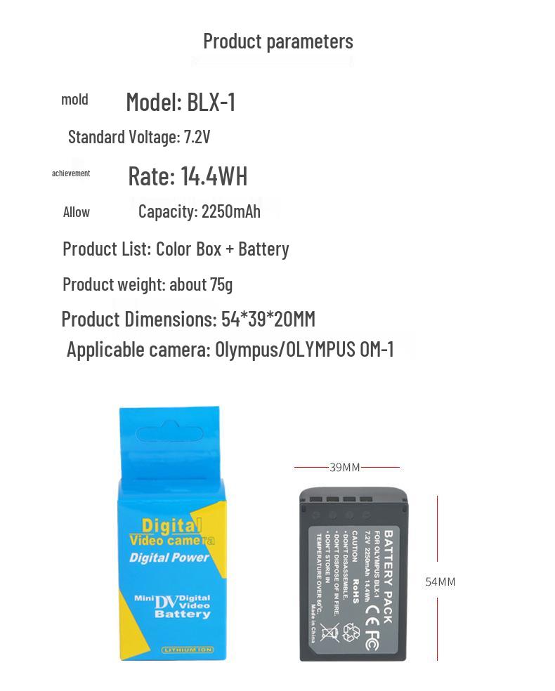 BLX-1 Battery for Olympus OM1 Mirrorless Camera, Fully Decoded