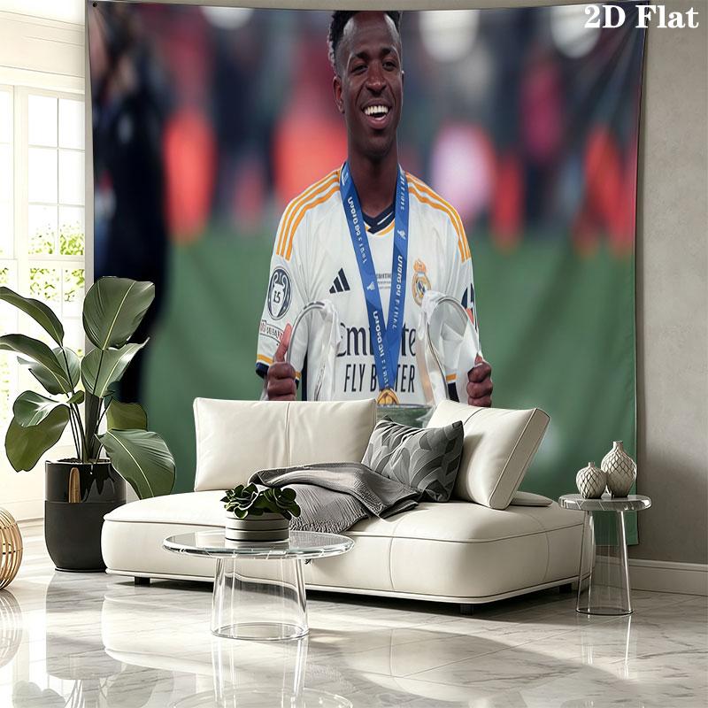 Vinicius Jr Wall tapestry, aesthetic printed fabric blanket, suitable for bedroom, living room, and home decor.