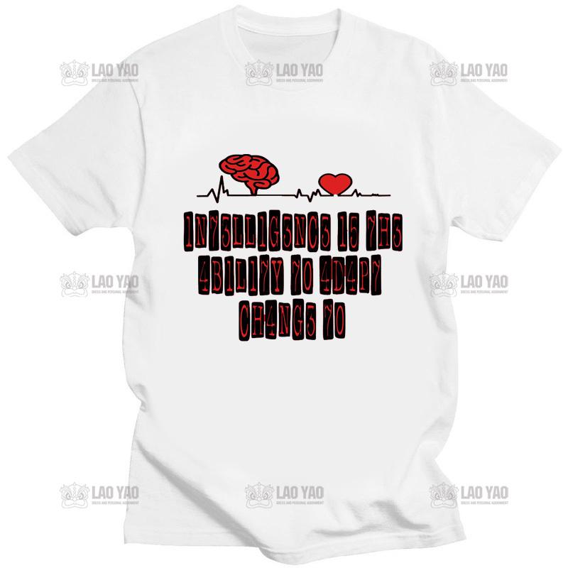 Kreativní pánská trička Vtipná geekovská trička Inteligence je schopnost přizpůsobit se změnám Potisk písmeny Tričko Pánské Nadměrné tričko