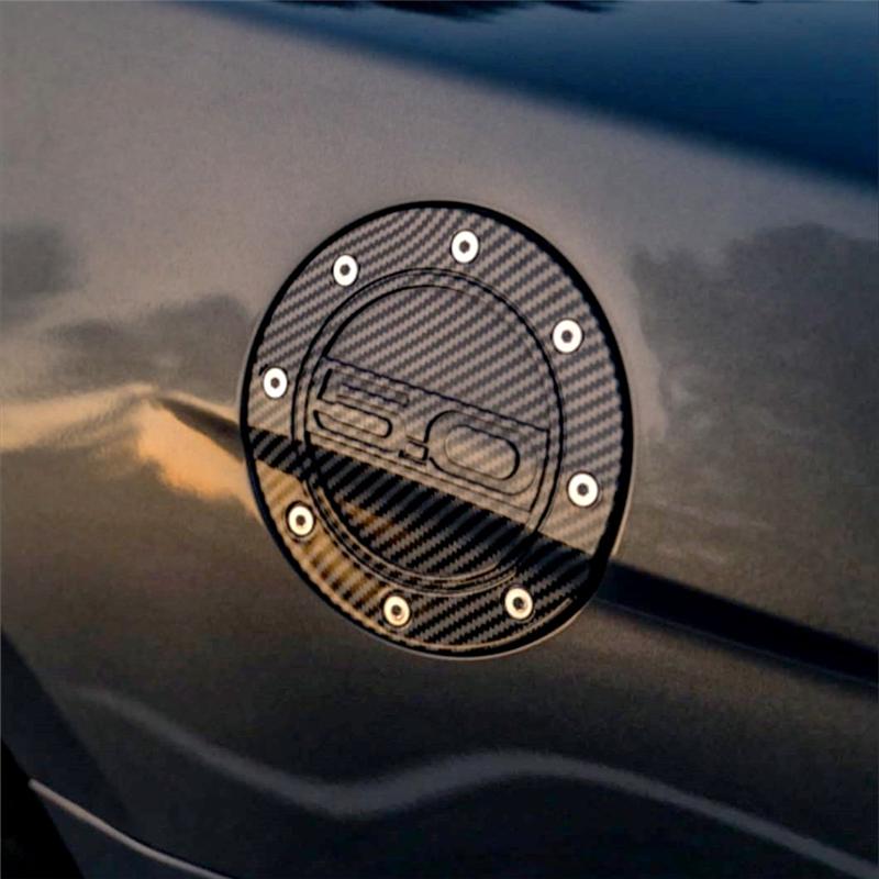 Trim Accessories Gas Cap Fuel Filler Door Cover For Car For Ford Mustang 2015- Gas Tank Cover Carbon Fiber